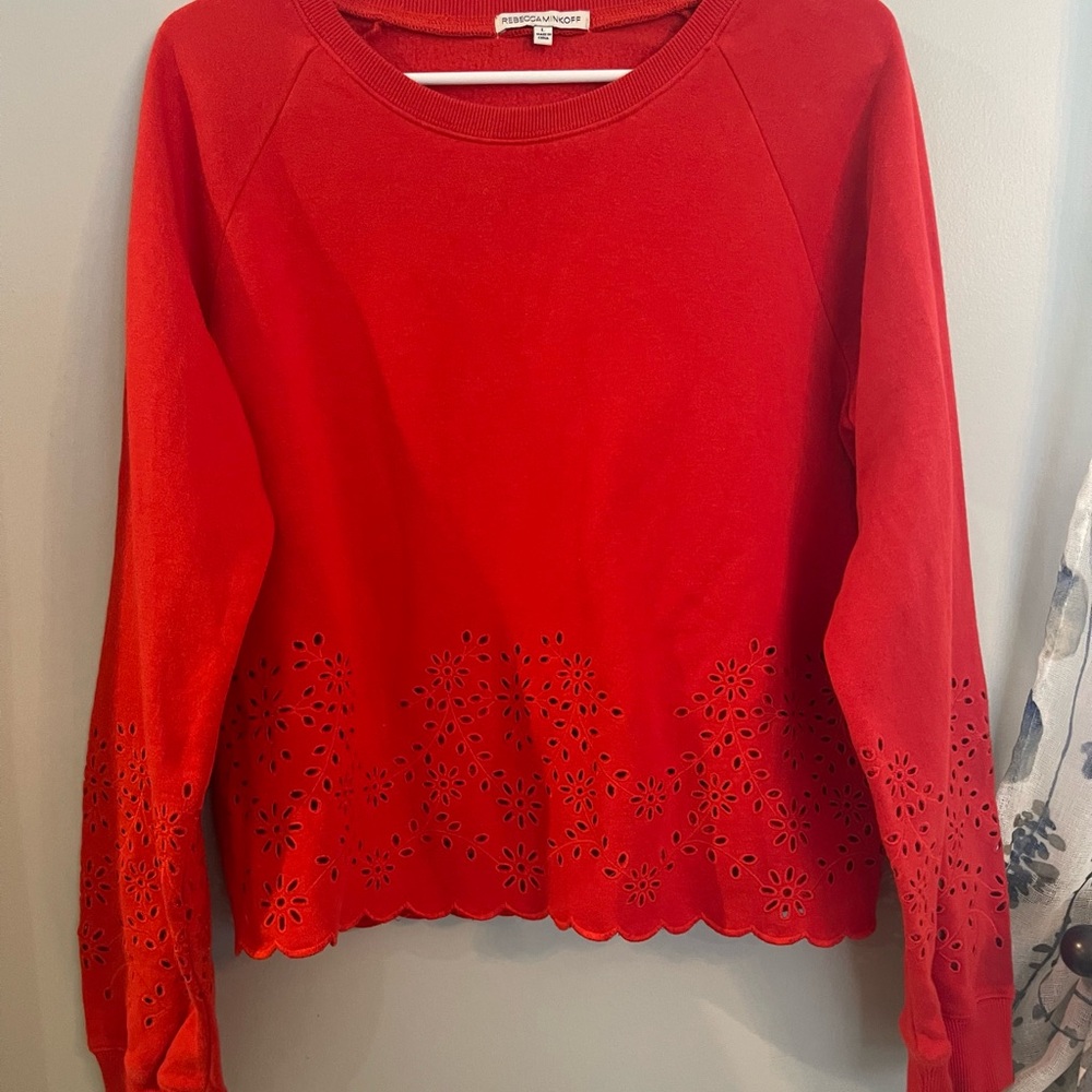Rebecca Minkoff Eyelet Hem Sweatshirt Size Large